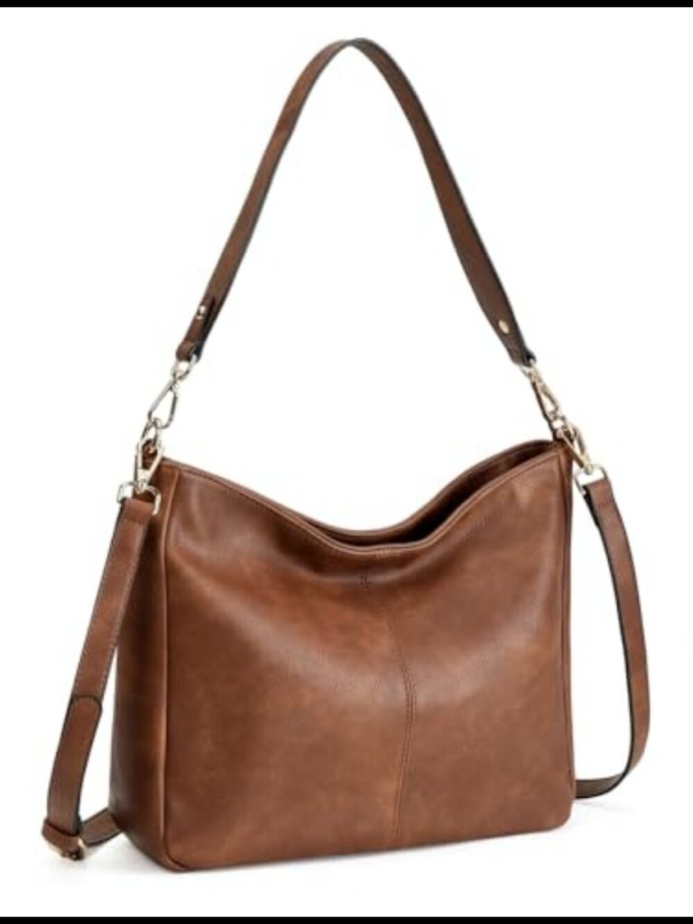 Soft Vegan Leather Hobo Bag Large Shoulder Crossbody Purse Multi Pocket Tote